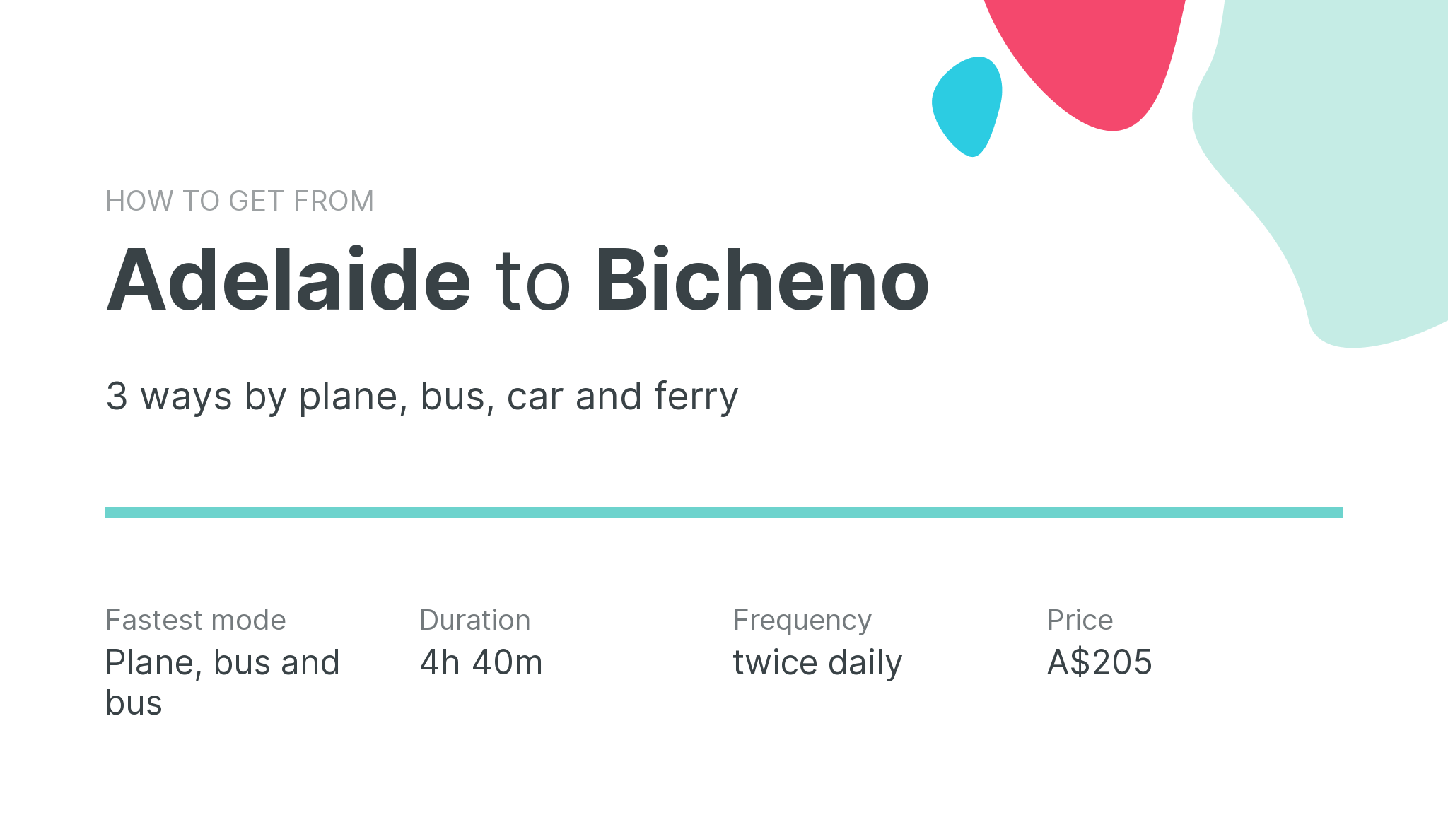 How do I get from Adelaide to Bicheno