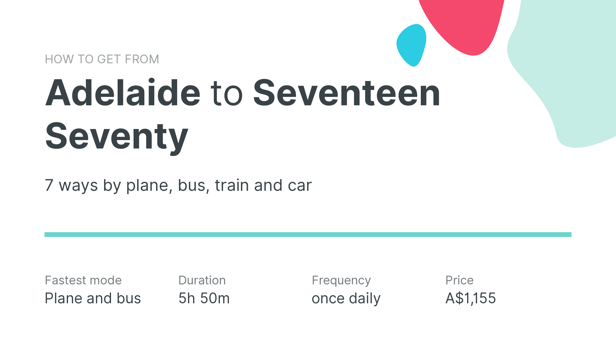 How do I get from Adelaide to Seventeen Seventy