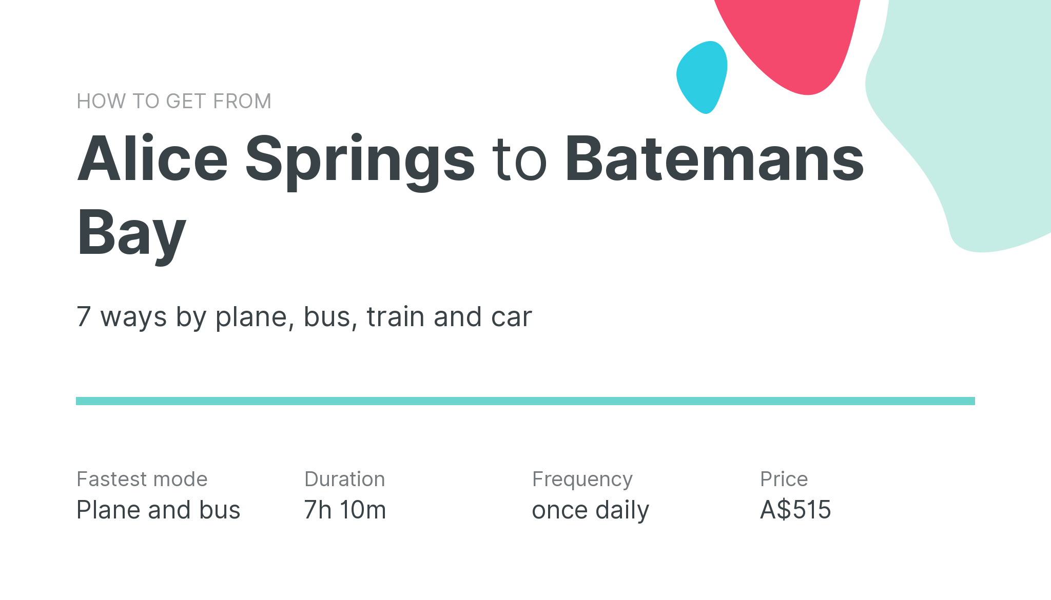 How do I get from Alice Springs to Batemans Bay