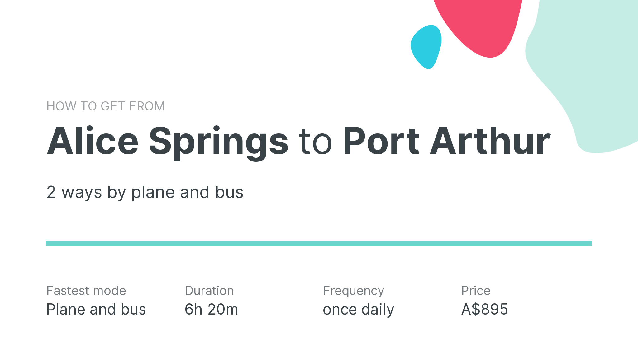 How do I get from Alice Springs to Port Arthur