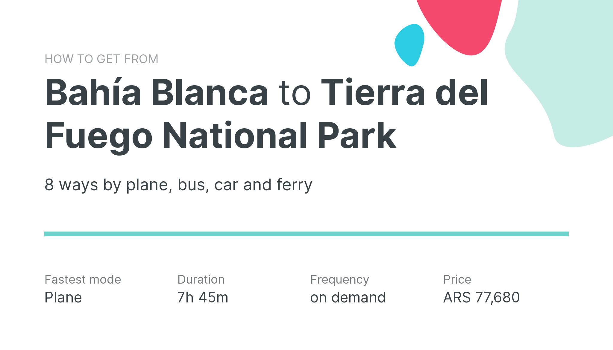 How do I get from Bahía Blanca to Tierra del Fuego National Park
