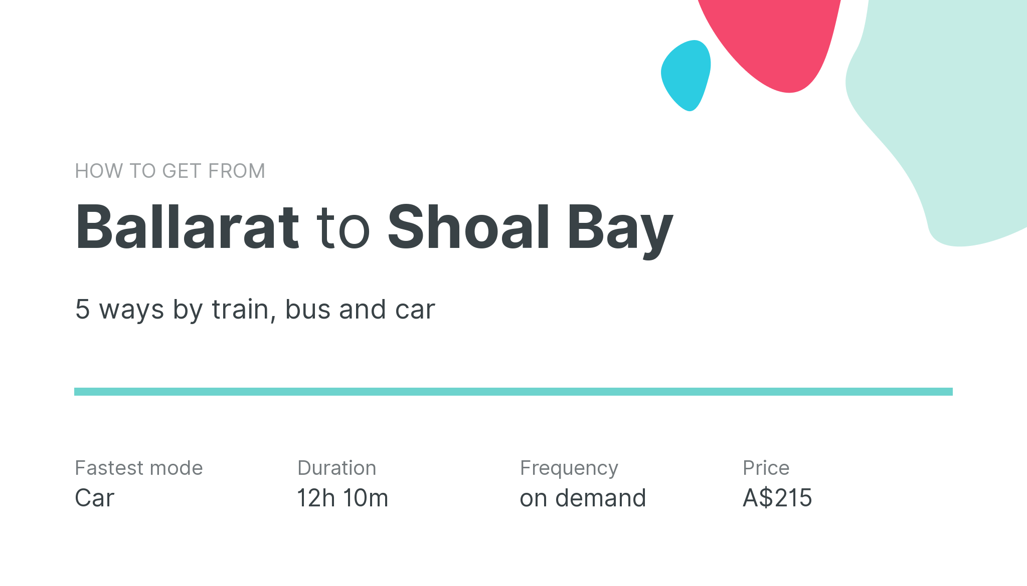 How do I get from Ballarat to Shoal Bay