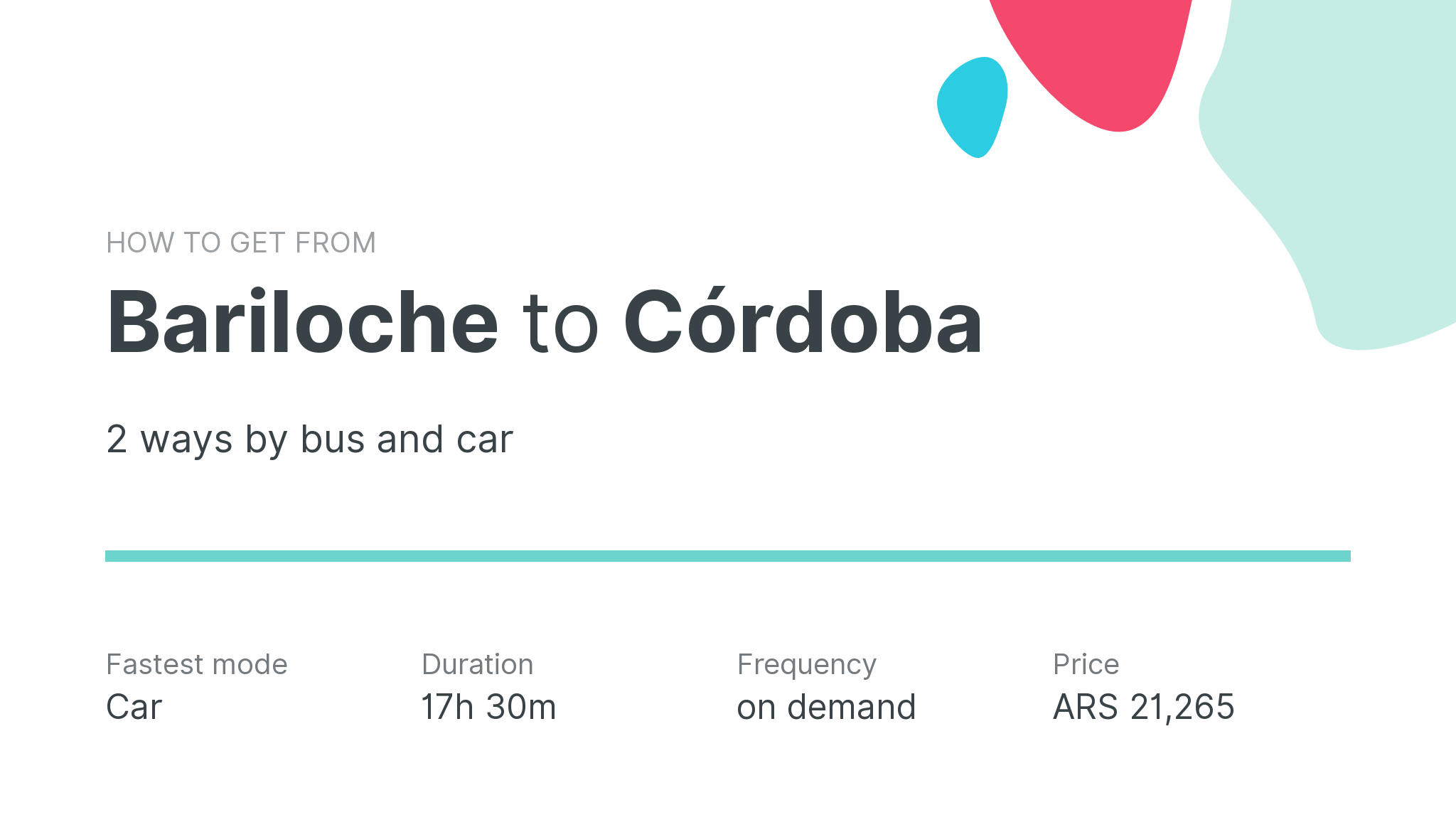 How do I get from Bariloche to Córdoba