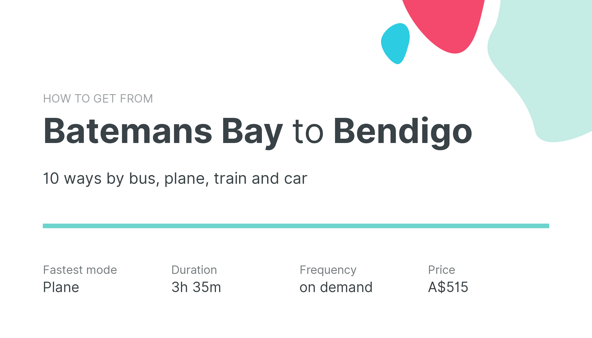 How do I get from Batemans Bay to Bendigo