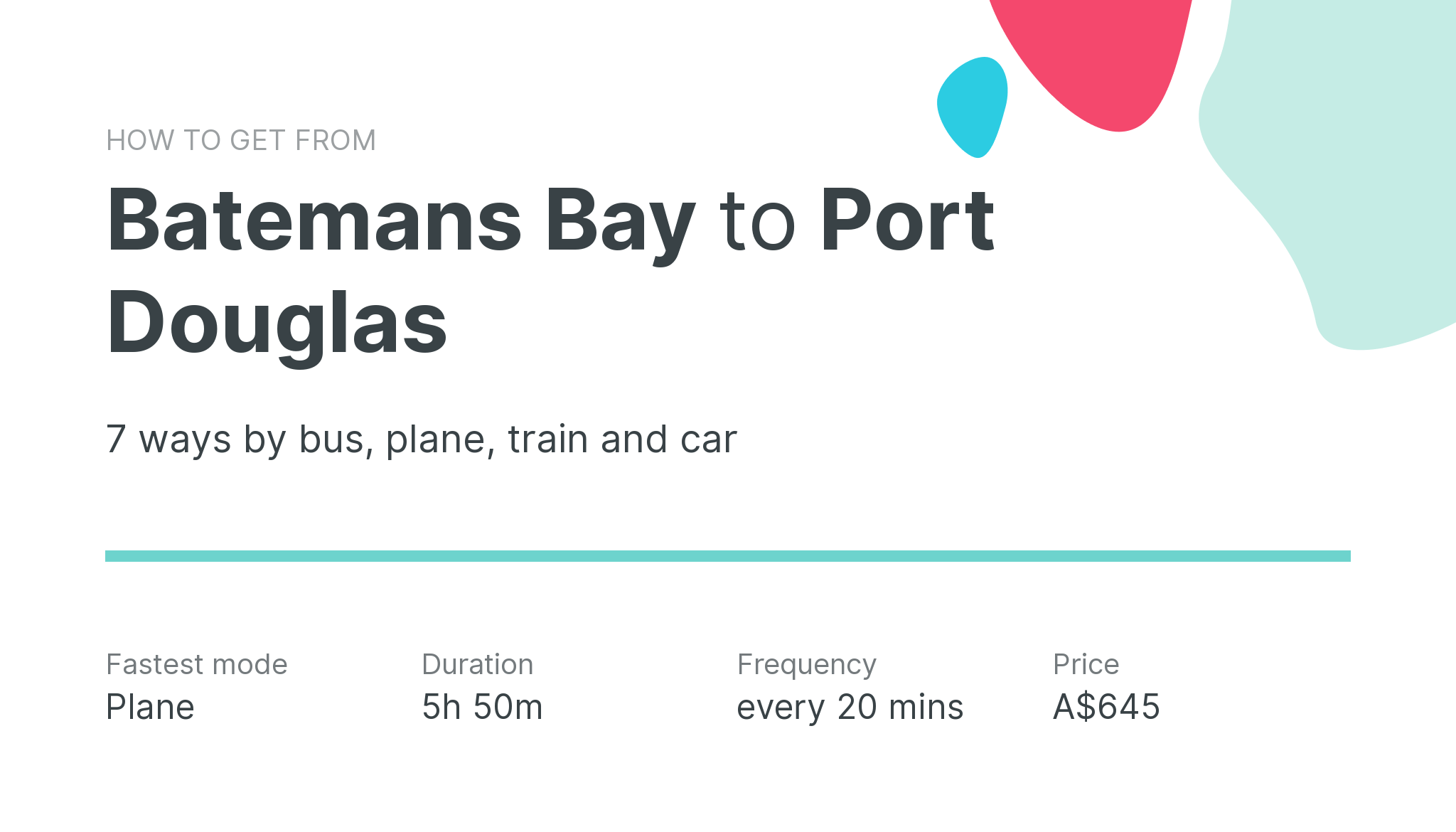 How do I get from Batemans Bay to Port Douglas