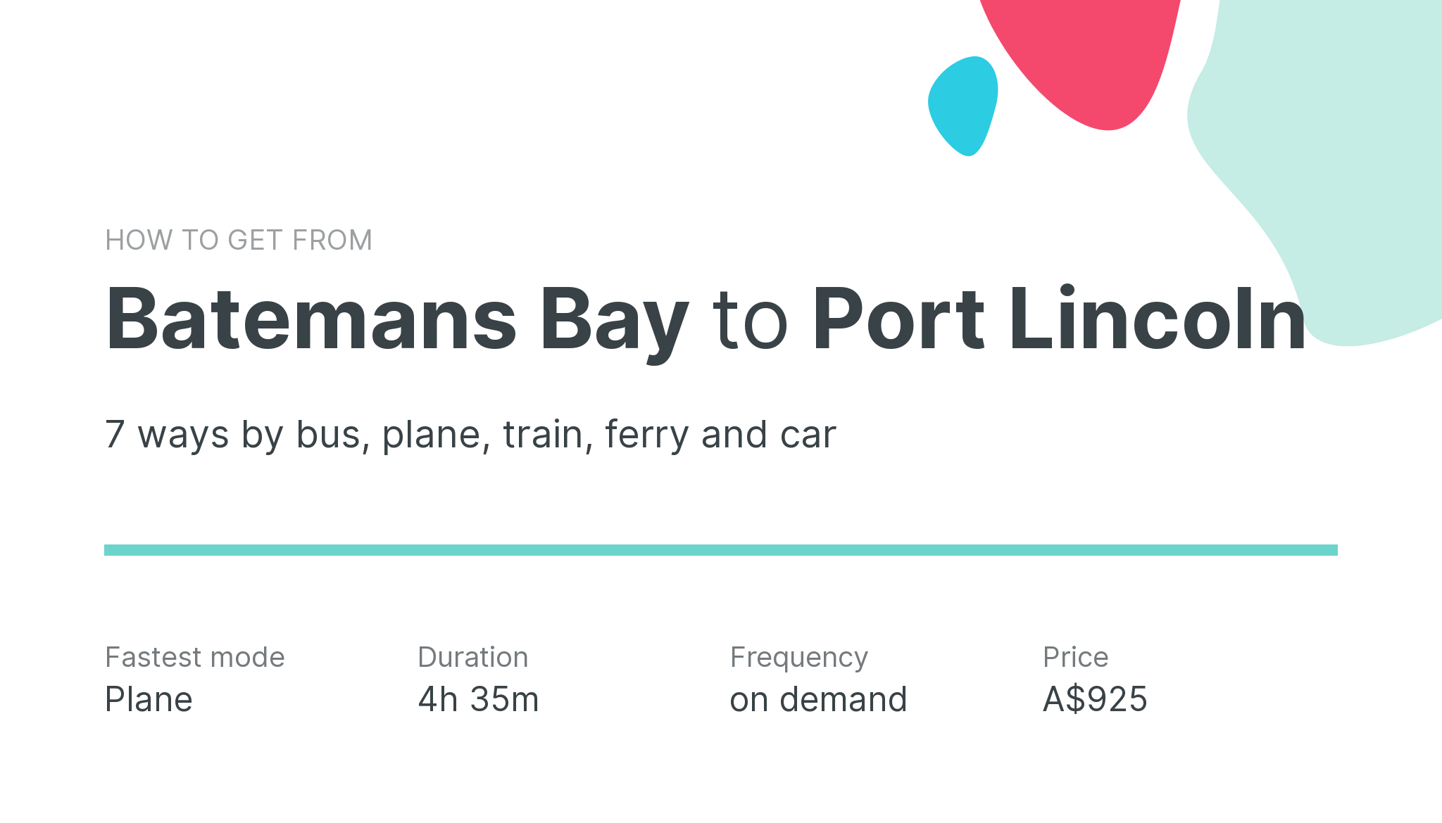 How do I get from Batemans Bay to Port Lincoln