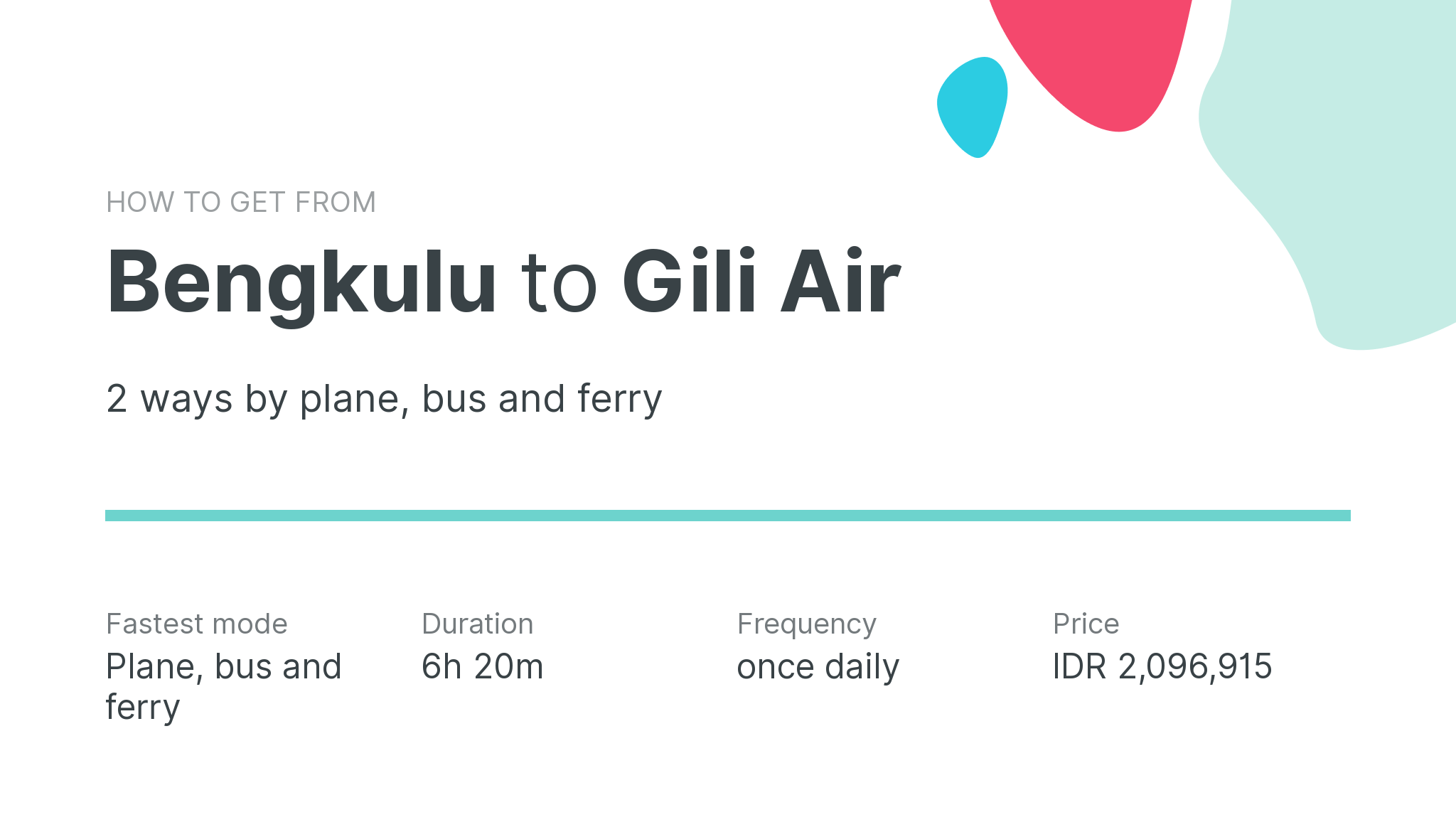 How do I get from Bengkulu to Gili Air