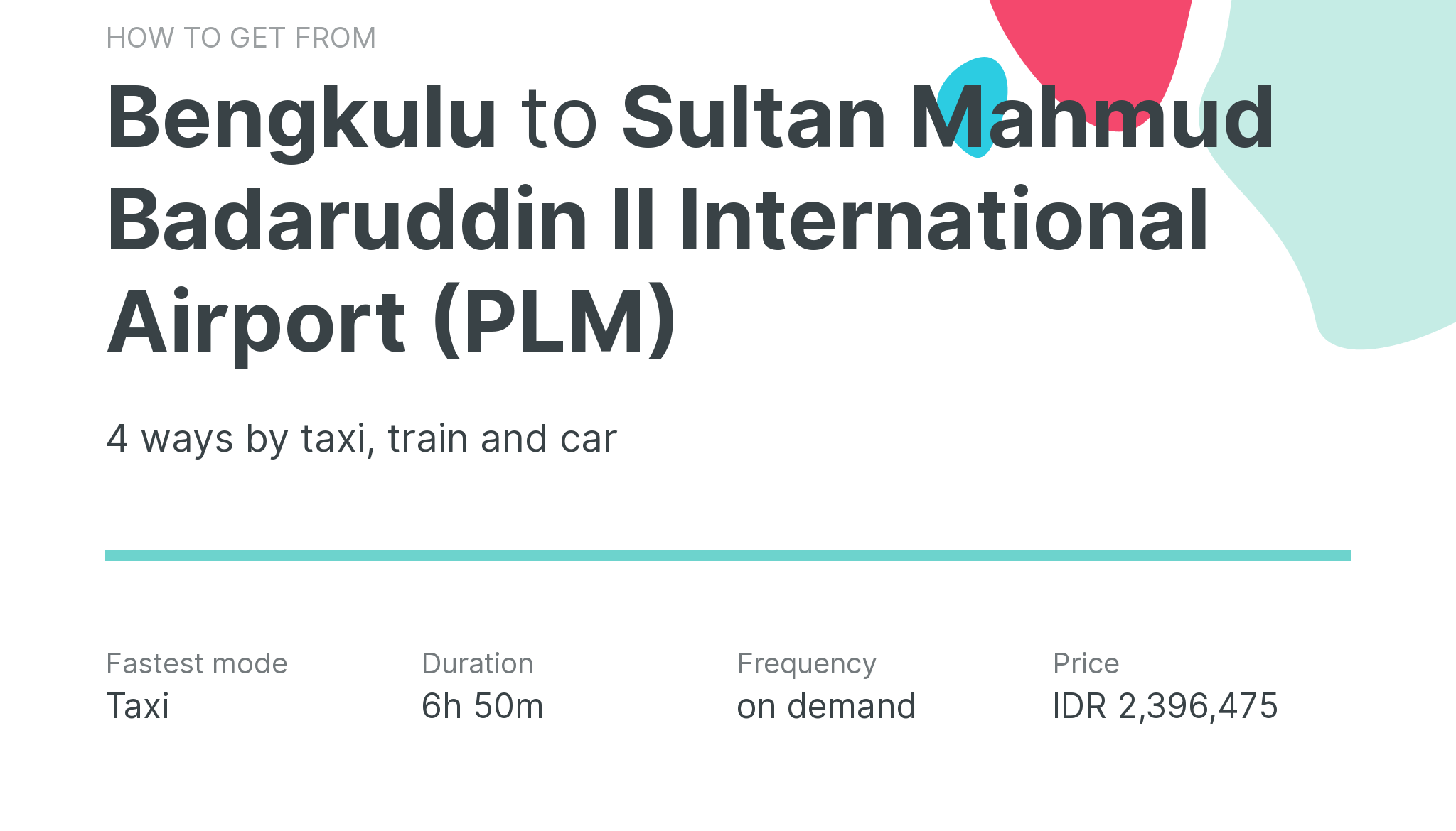 How do I get from Bengkulu to Sultan Mahmud Badaruddin II International Airport (PLM)