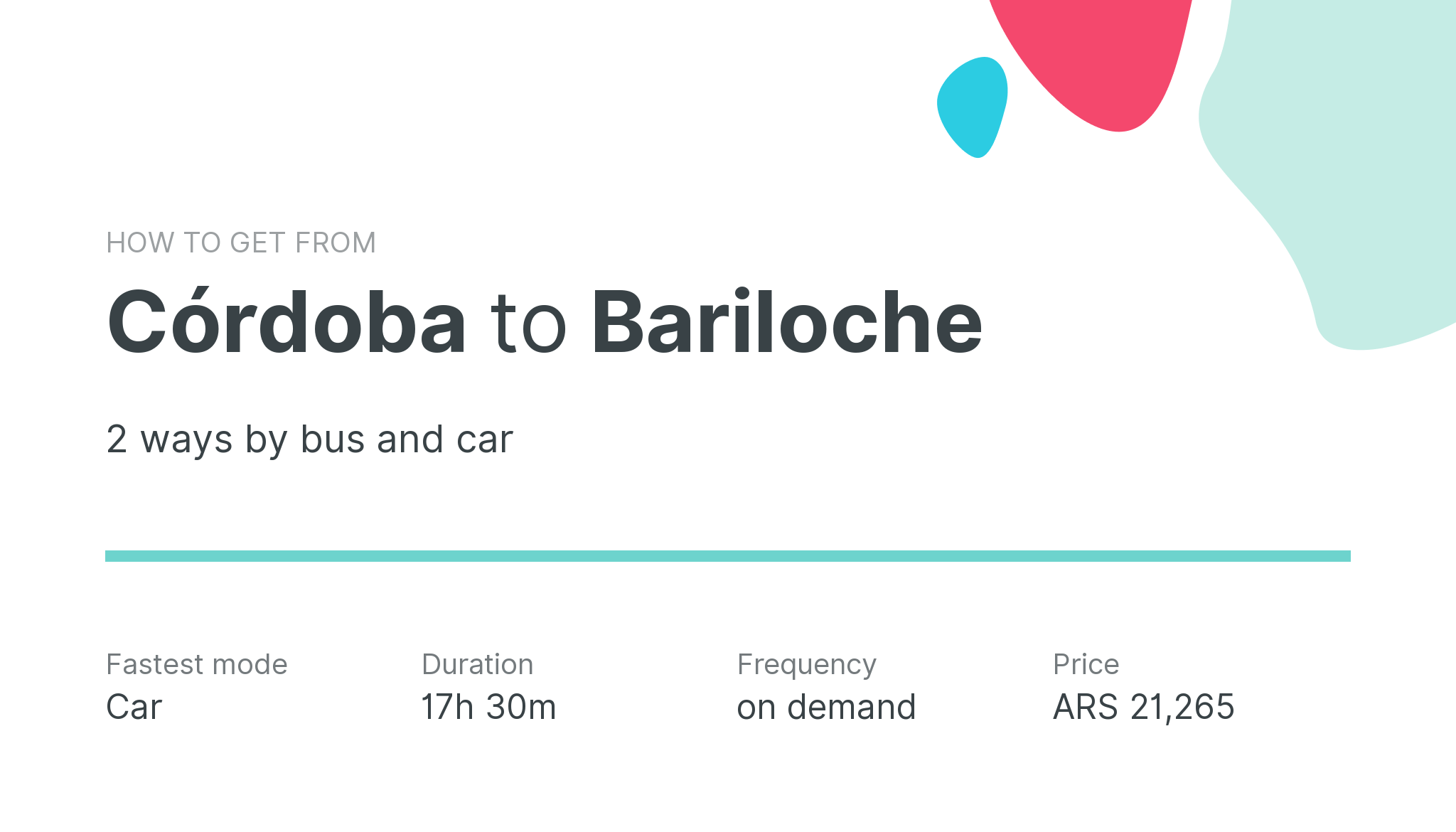 How do I get from Córdoba to Bariloche