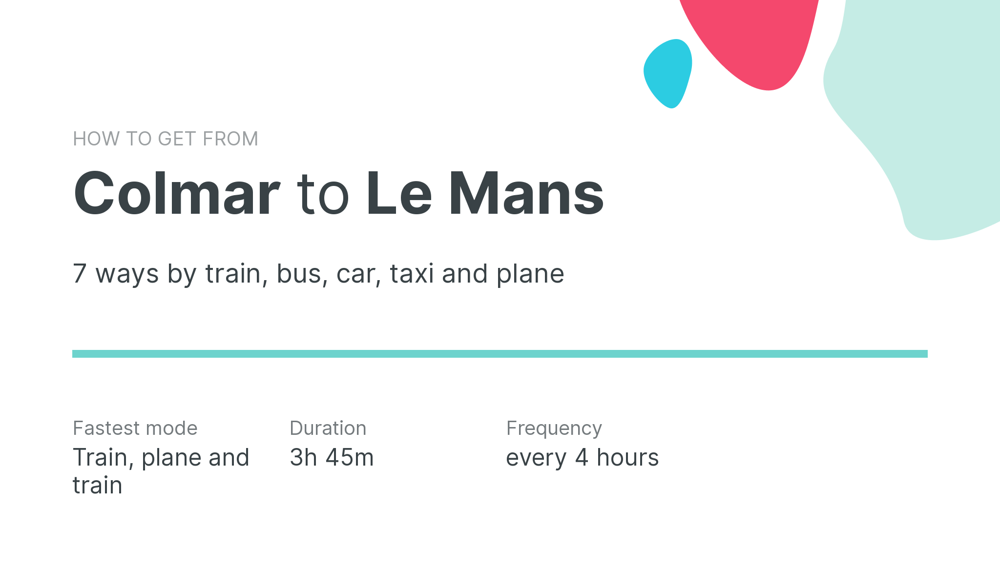 How do I get from Colmar to Le Mans