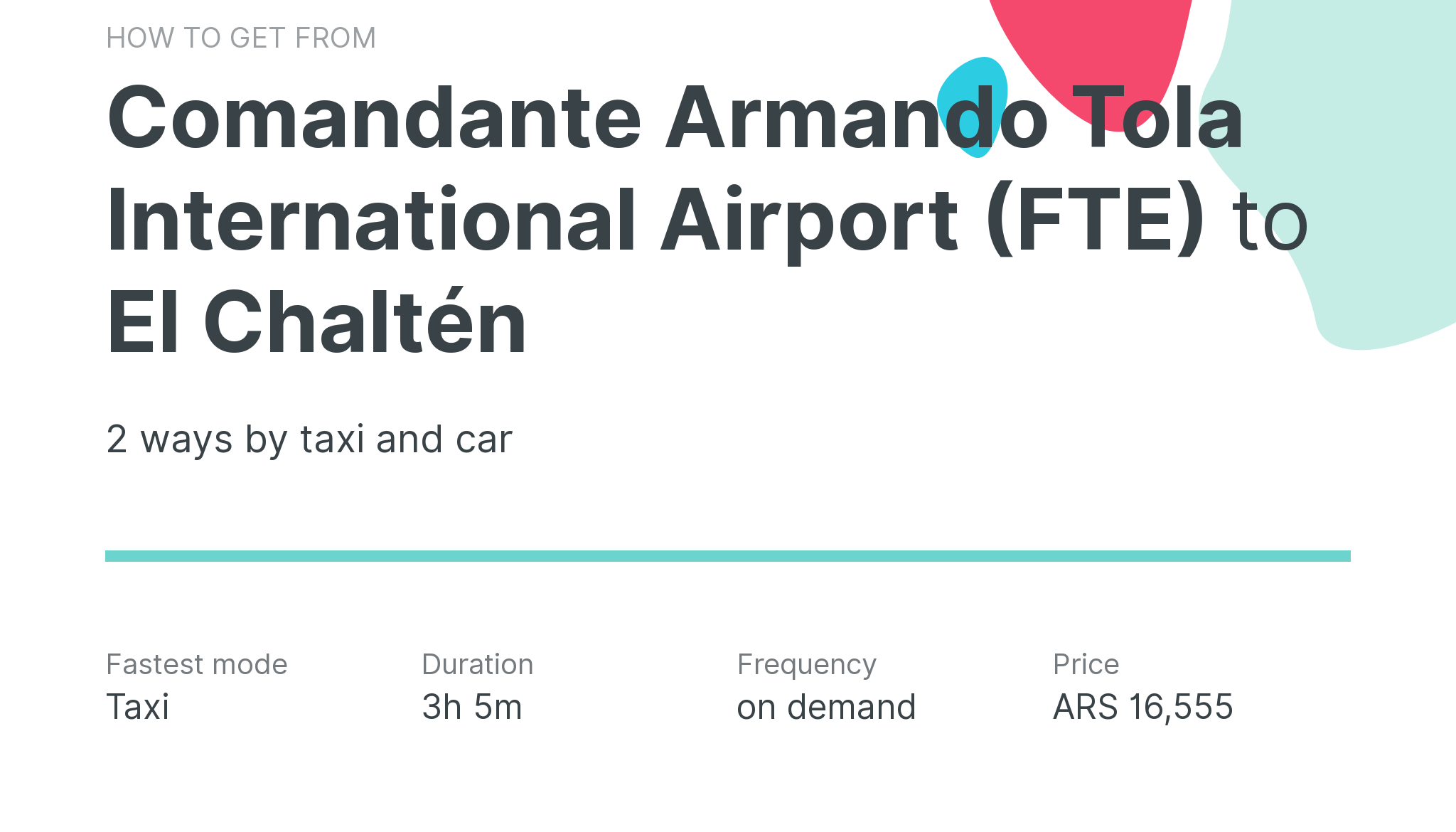 How do I get from Comandante Armando Tola International Airport (FTE) to El Chaltén