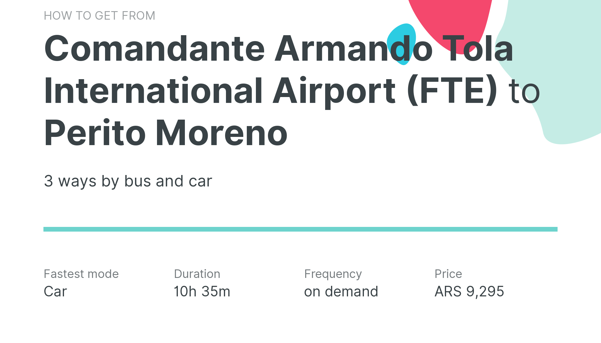 How do I get from Comandante Armando Tola International Airport (FTE) to Perito Moreno