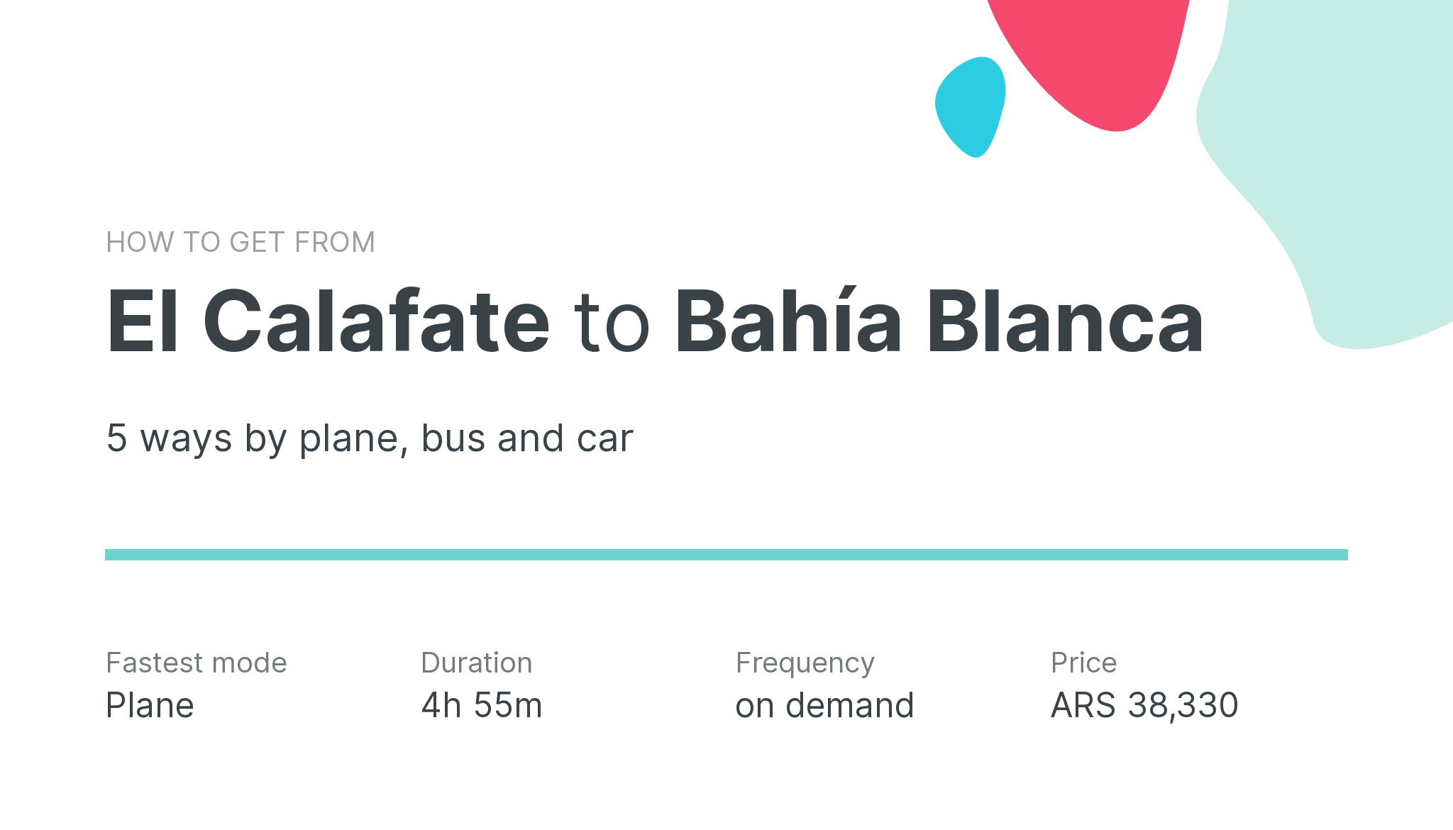 How do I get from El Calafate to Bahía Blanca