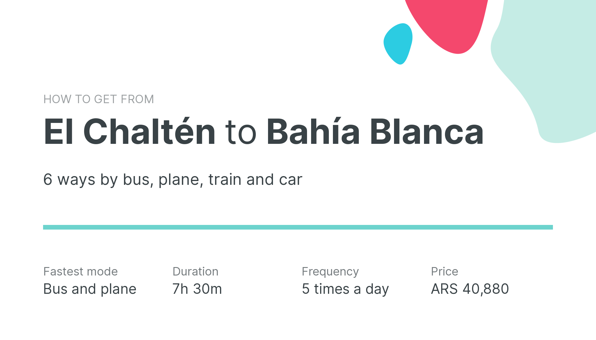 How do I get from El Chaltén to Bahía Blanca