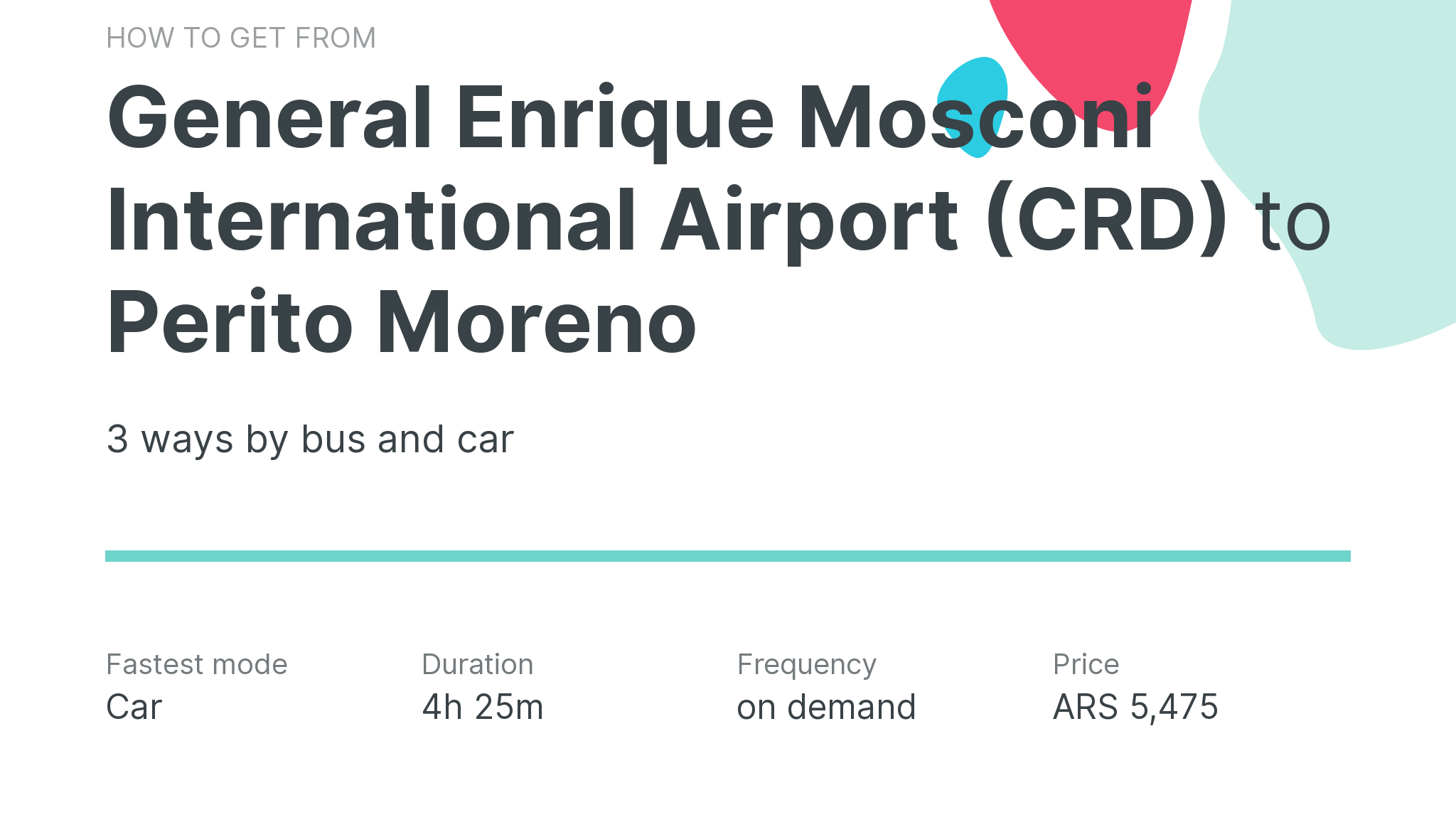 How do I get from General Enrique Mosconi International Airport (CRD) to Perito Moreno