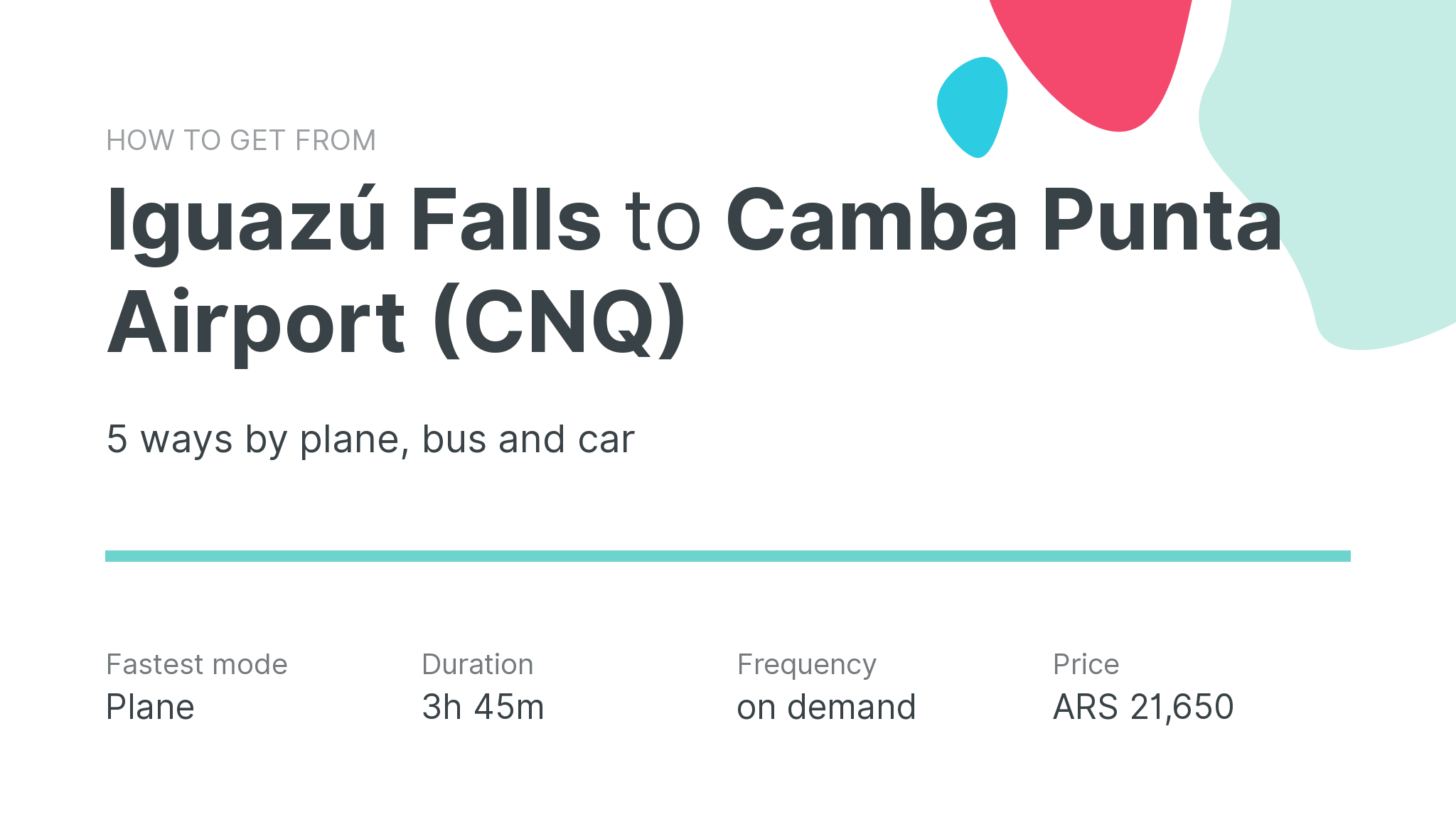How do I get from Iguazú Falls to Camba Punta Airport (CNQ)