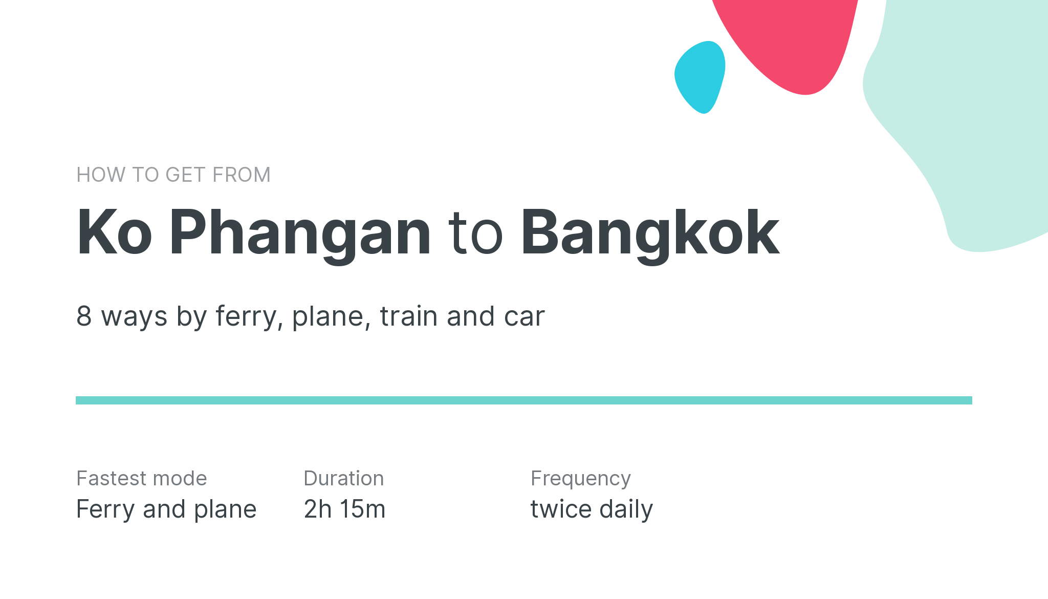 How do I get from Ko Phangan to Bangkok