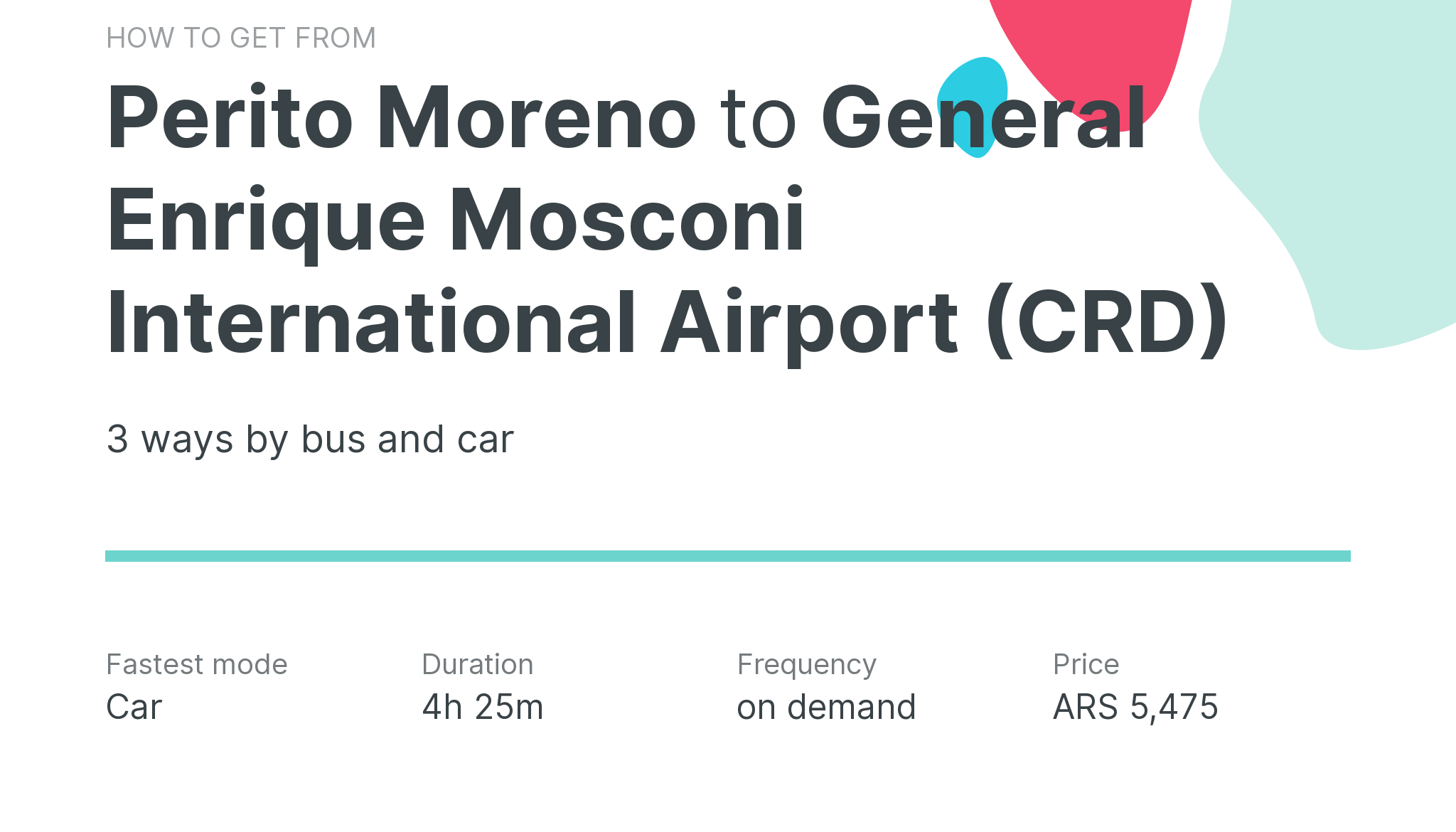 How do I get from Perito Moreno to General Enrique Mosconi International Airport (CRD)