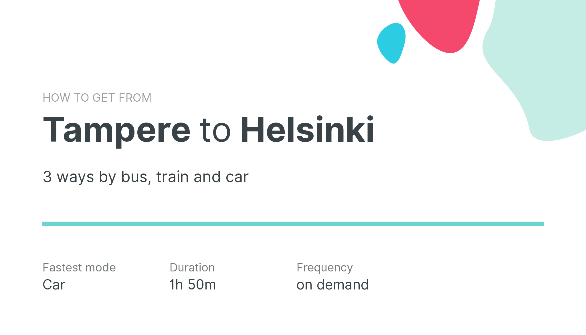 How do I get from Tampere to Helsinki