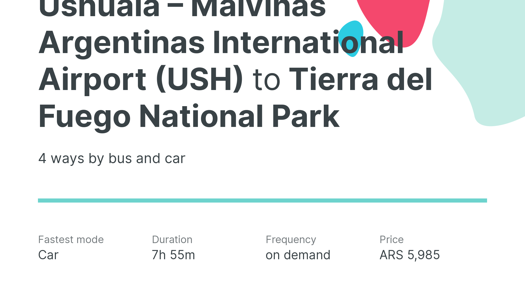 How do I get from Ushuaia – Malvinas Argentinas International Airport (USH) to Tierra del Fuego National Park